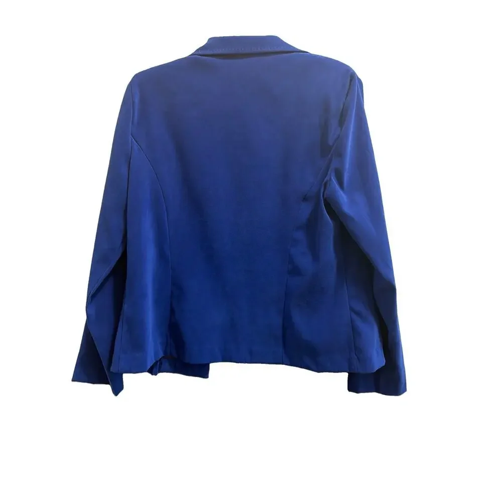 Sag Harbor Royal Blue Faux Suede Light Weight Jacket Sz 12 Black Stitch Detail